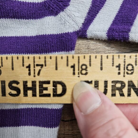Cotton By Autumn Cashmere Sweater Womens M Purple White Striped Pullover Cotton - Picture 11 of 14